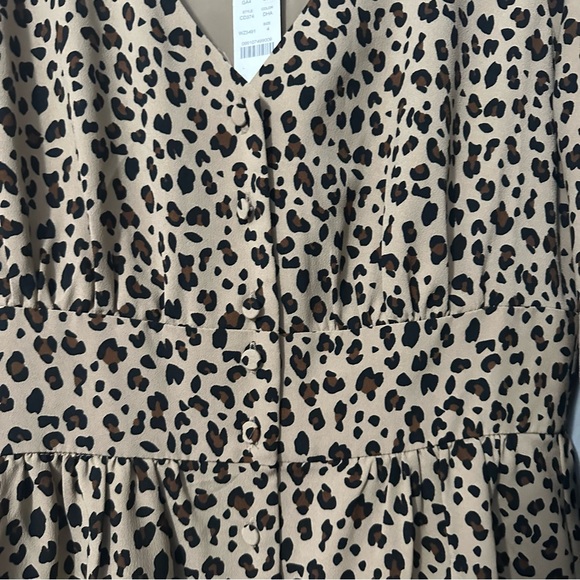J.Crew Leopard Print Midi Dress Size 00 V-Neck Long Sleeve Quiet Luxury NWT - Picture 8 of 16